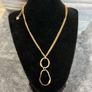 Cookie Lee Oval Dangle Gold tone Necklace.
